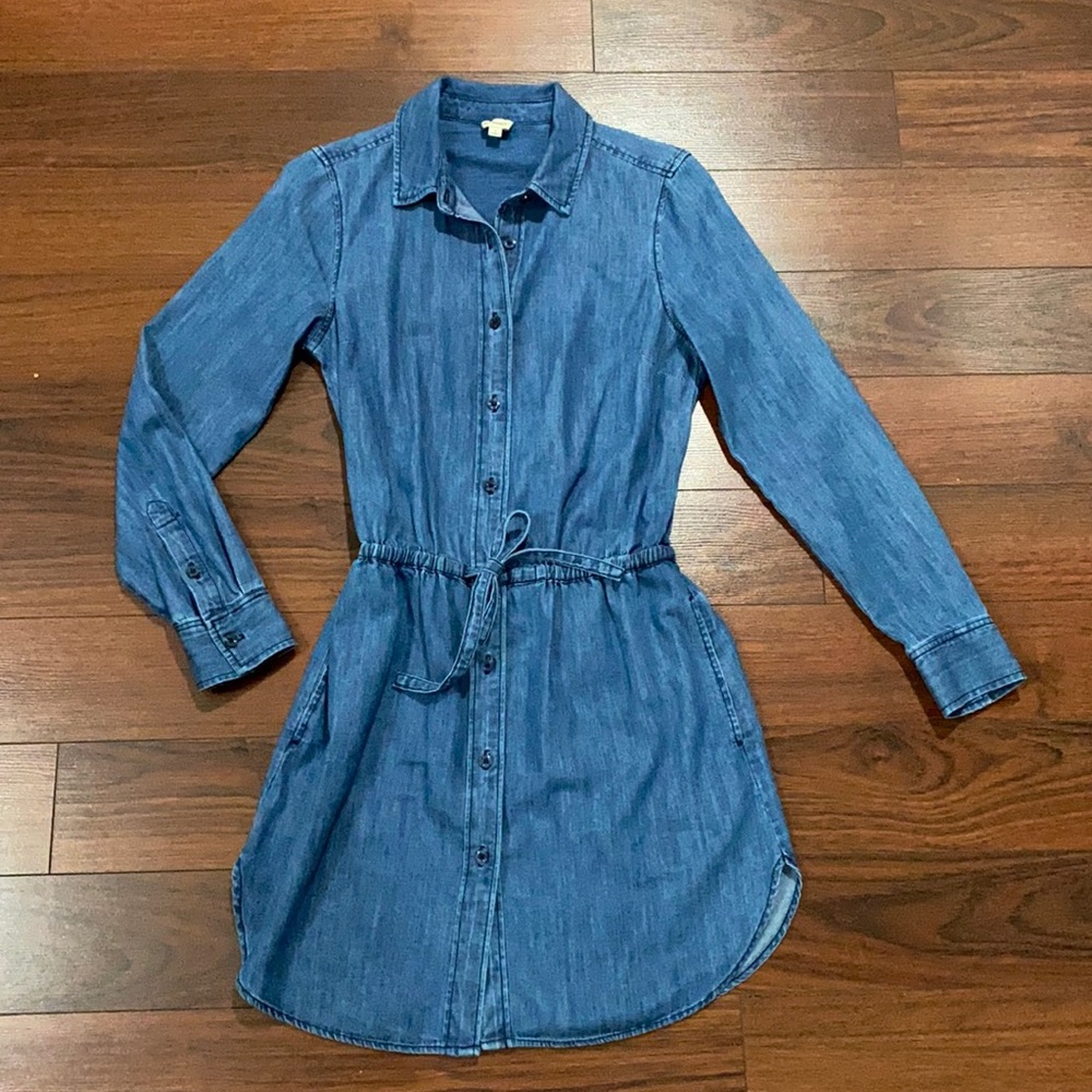Cremieux long sleeve denim shirt dress